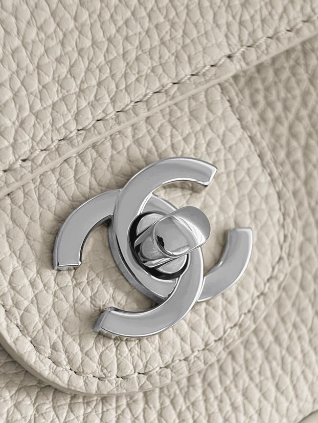 Chanel Mini Flap Bag AS6573 Ivory&Silver-Tone Metal