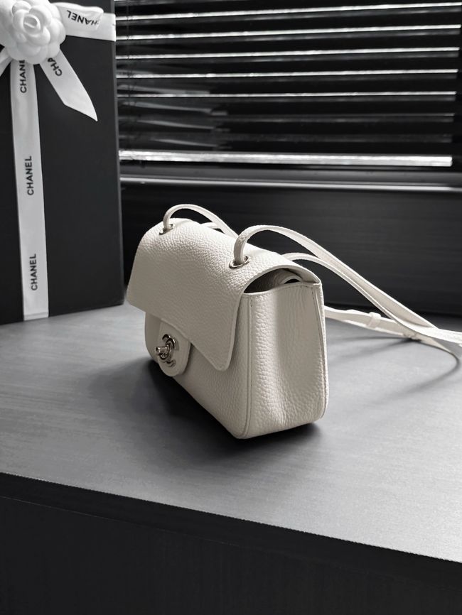 Chanel Mini Flap Bag AS6573 Ivory&Silver-Tone Metal