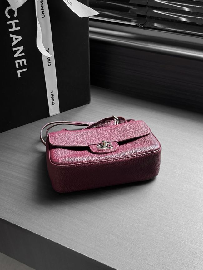 Chanel Mini Flap Bag AS6573 Purple-red&Silver-Tone Metal