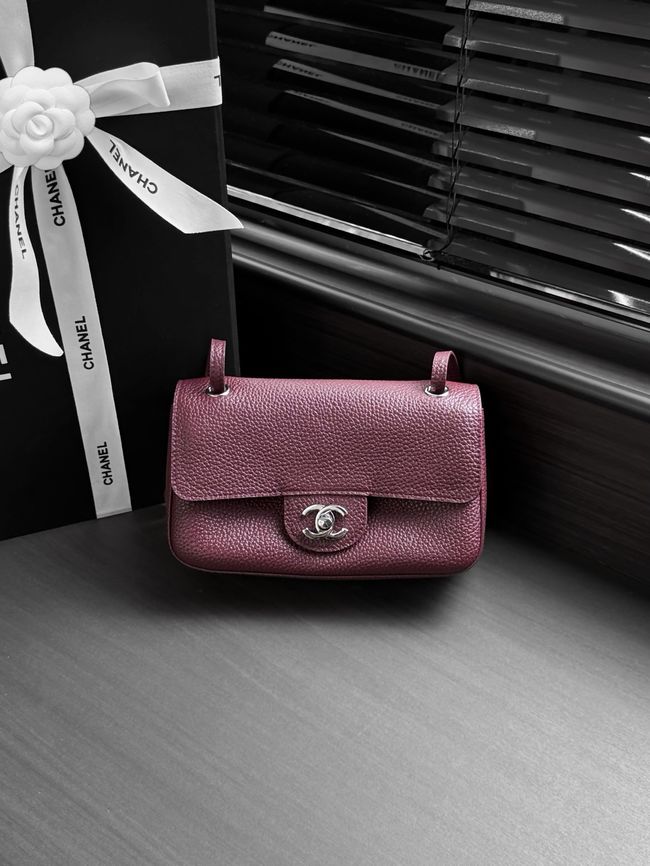 Chanel Mini Flap Bag AS6573 Purple-red&Silver-Tone Metal