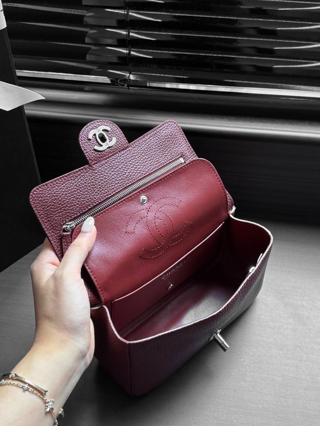 Chanel Mini Flap Bag AS6573 Purple-red&Silver-Tone Metal