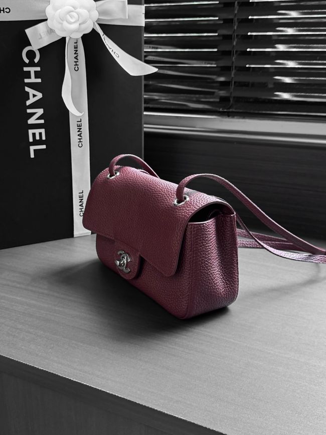 Chanel Mini Flap Bag AS6573 Purple-red&Silver-Tone Metal