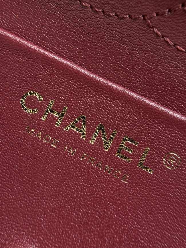 Chanel Mini Flap Bag AS6573 Purple-red&gold-Tone Metal