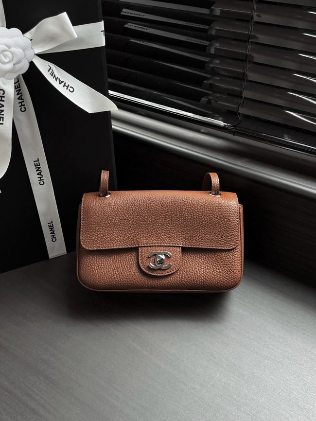 Chanel Mini Flap Bag AS6573 camel&Silver-Tone Metal