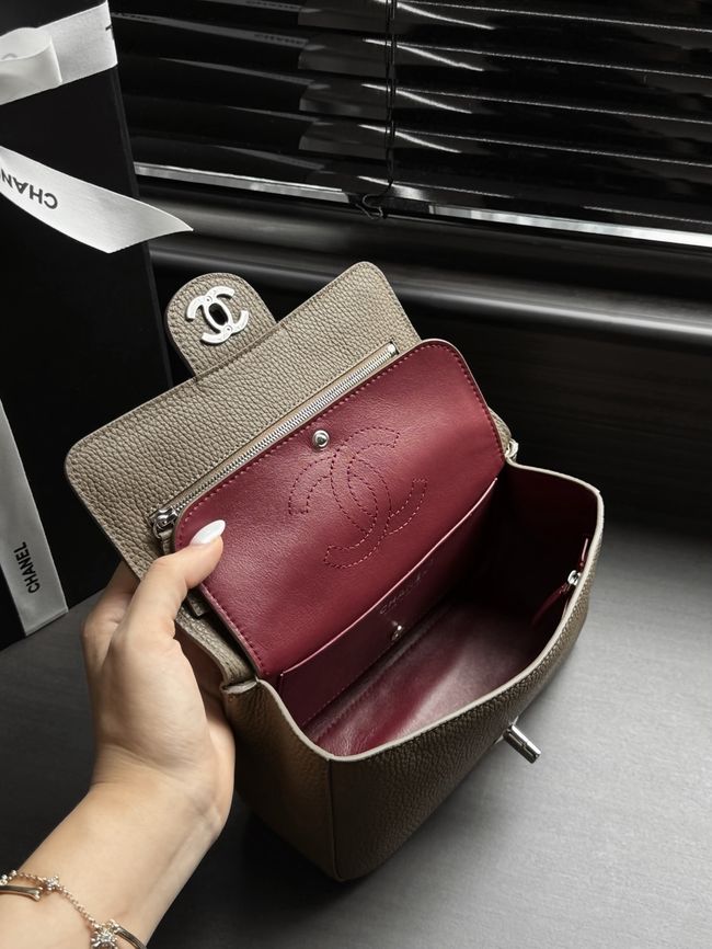 Chanel Mini Flap Bag AS6573 dark gray&Silver-Tone Metal