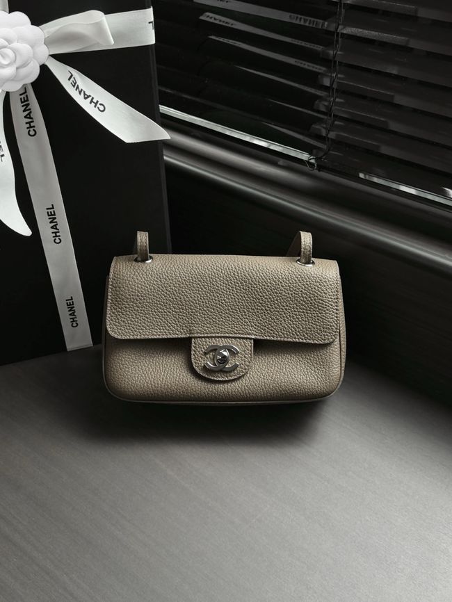 Chanel Mini Flap Bag AS6573 dark gray&Silver-Tone Metal