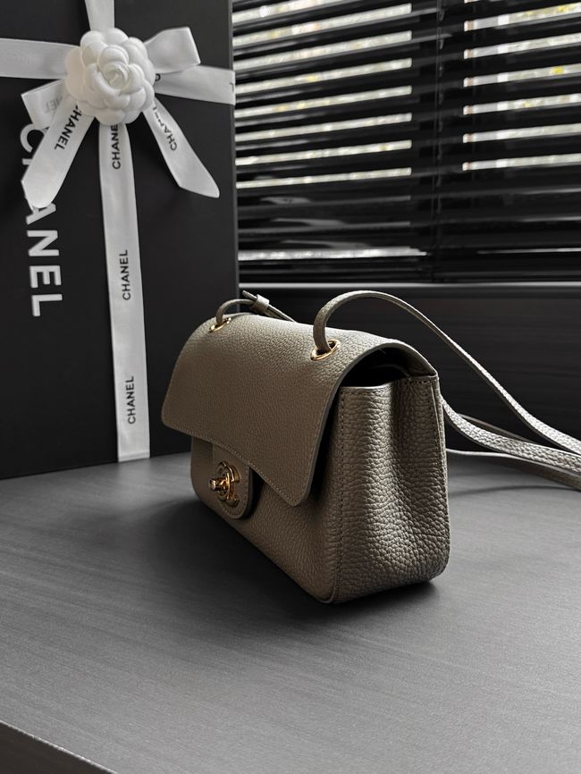 Chanel Mini Flap Bag AS6573 dark gray&gold-Tone Metal