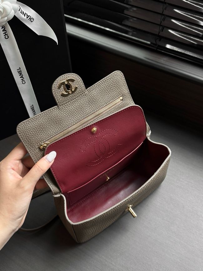 Chanel Mini Flap Bag AS6573 dark gray&gold-Tone Metal