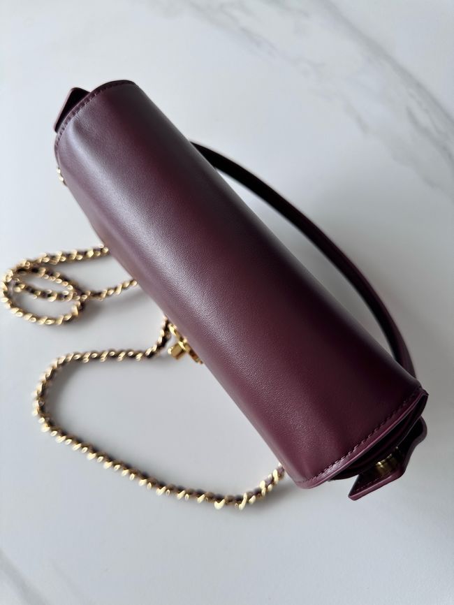 Chanel Mini Flap Bag with Top Handle AS6424 Dark Burgundy Chanel Mini Flap Bag with Top Handle AS6424 Dark Burgundy