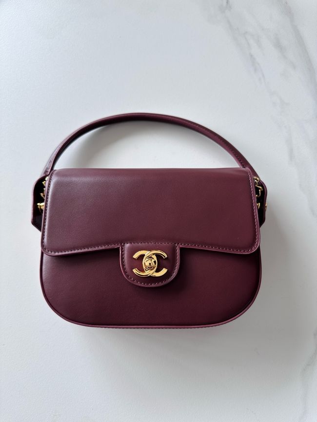 Chanel Mini Flap Bag with Top Handle AS6424 Dark Burgundy Chanel Mini Flap Bag with Top Handle AS6424 Dark Burgundy