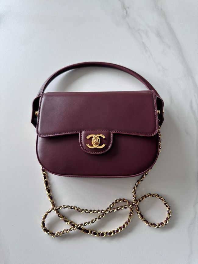 Chanel Mini Flap Bag with Top Handle AS6424 Dark Burgundy Chanel Mini Flap Bag with Top Handle AS6424 Dark Burgundy