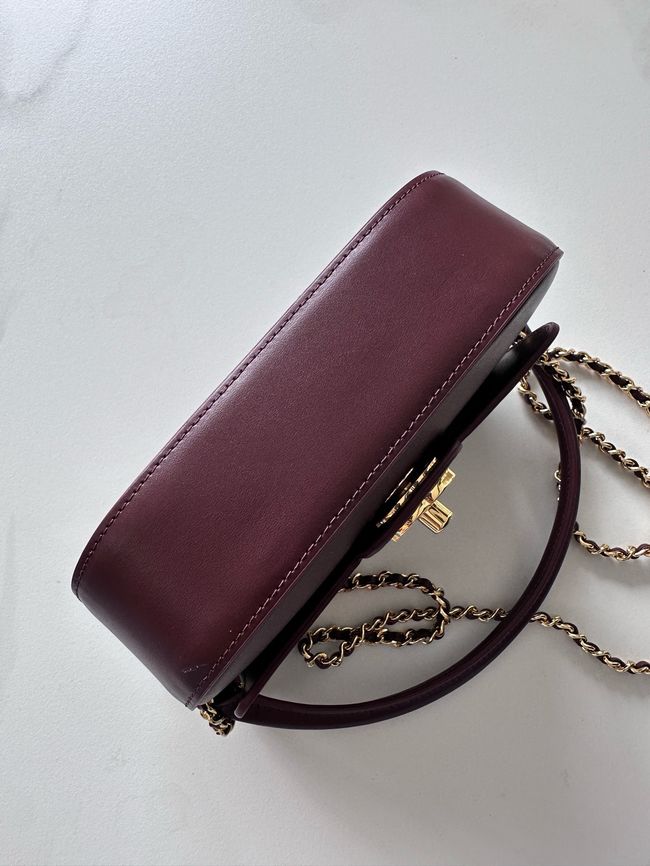 Chanel Mini Flap Bag with Top Handle AS6424 Dark Burgundy Chanel Mini Flap Bag with Top Handle AS6424 Dark Burgundy