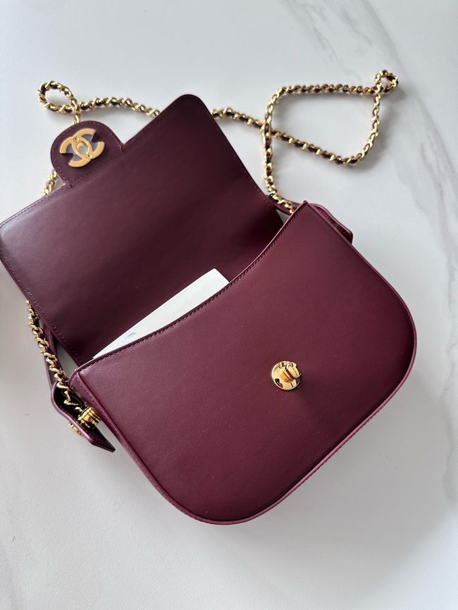 Chanel Mini Flap Bag with Top Handle AS6424 Dark Burgundy Chanel Mini Flap Bag with Top Handle AS6424 Dark Burgundy