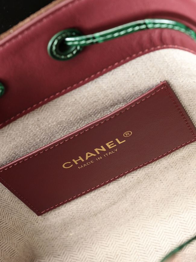 Chanel Suede Calfskin Bucket Bag AS6537 dark brown