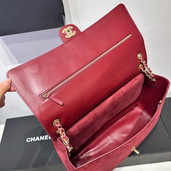 CHANEL Maxi Flapbag Suede Calfskin AS6233 Burgundy
