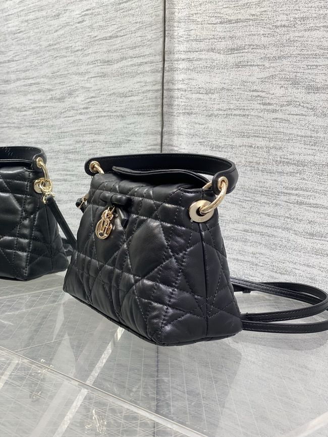 Dior Adiorable Top Handle Mini Bag Macrocannage Lambskin S1713OGY black