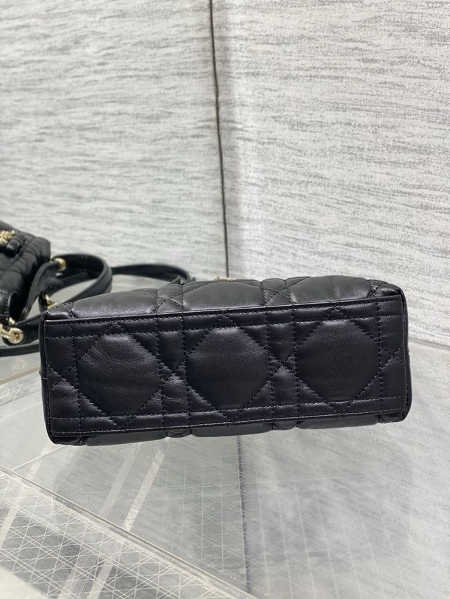 Dior Adiorable Top Handle Mini Bag Macrocannage Lambskin S1713OGY black