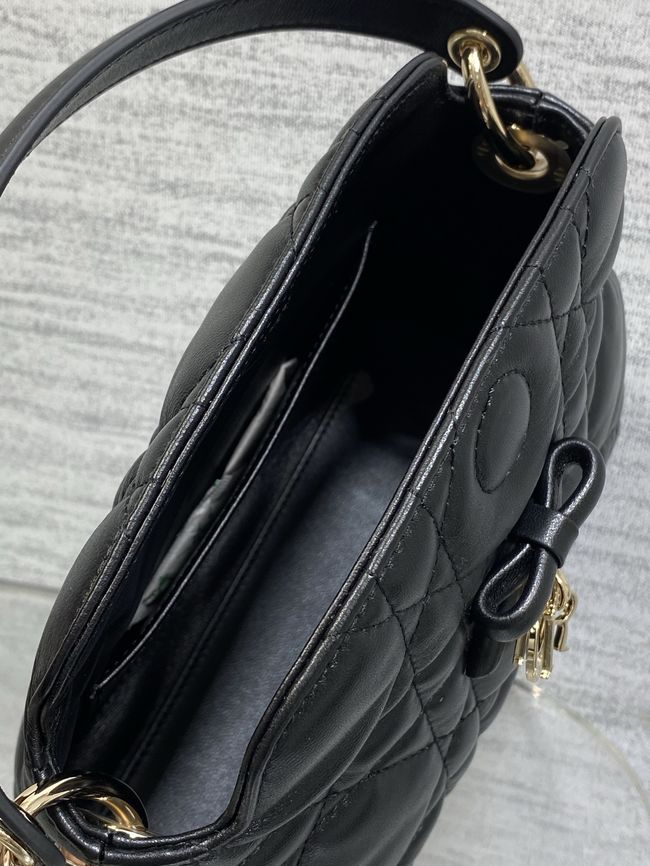 Dior Adiorable Top Handle Mini Bag Macrocannage Lambskin S1713OGY black