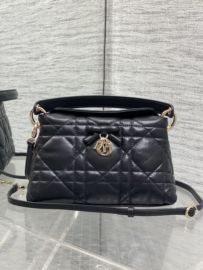 Dior Adiorable Top Handle Mini Bag Macrocannage Lambskin S1713OGY black