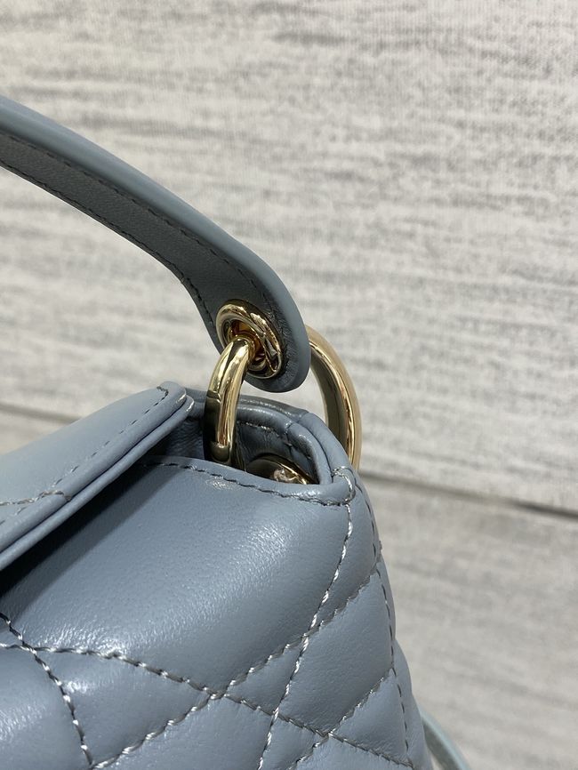 Dior Adiorable Top Handle Mini Bag Macrocannage Lambskin S1713OGY blue gray