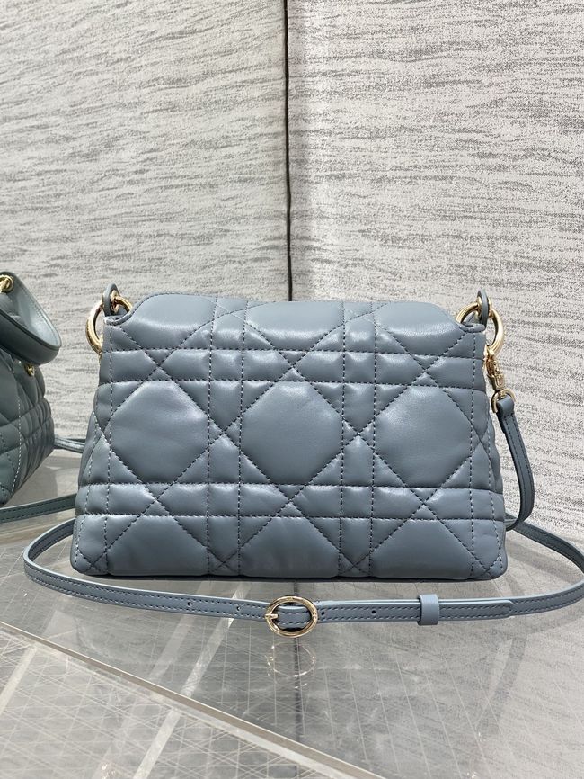 Dior Adiorable Top Handle Mini Bag Macrocannage Lambskin S1713OGY blue gray