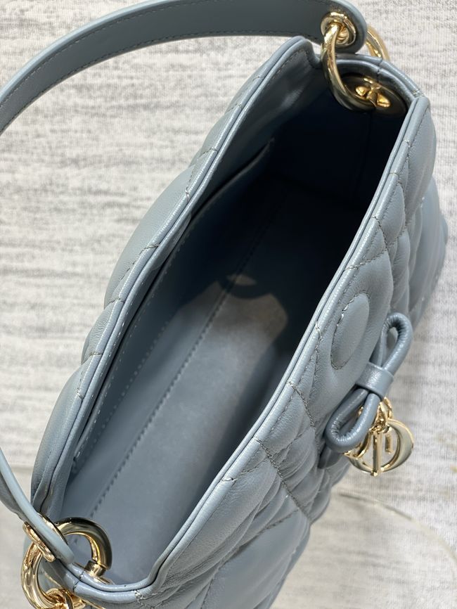 Dior Adiorable Top Handle Mini Bag Macrocannage Lambskin S1713OGY blue gray