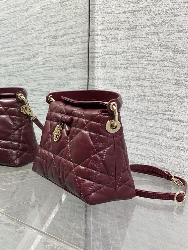 Dior Adiorable Top Handle Mini Bag Macrocannage Lambskin S1713OGY burgundy
