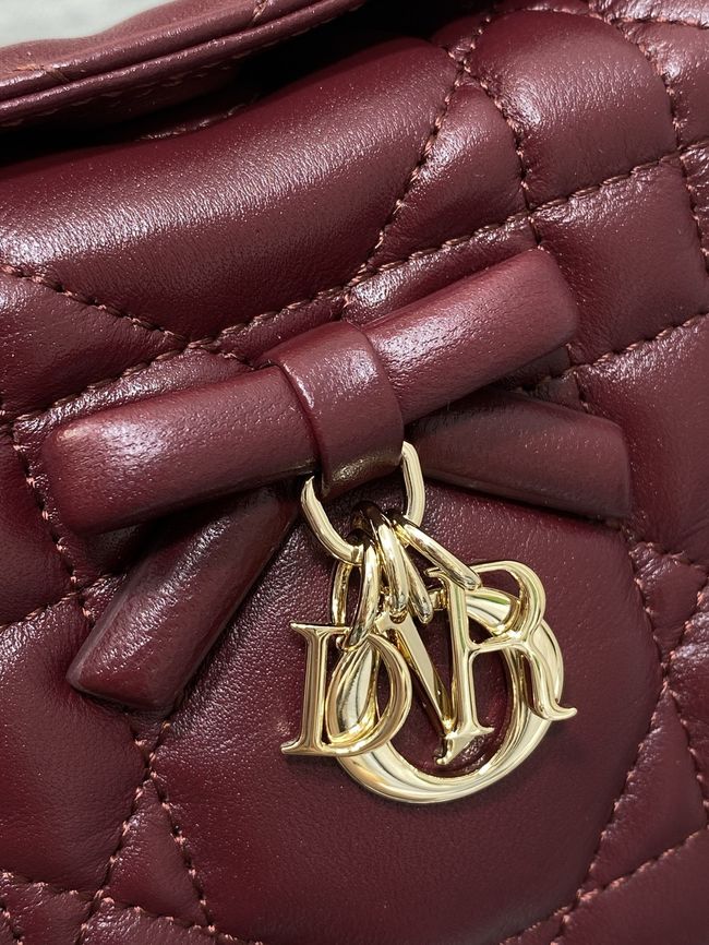 Dior Adiorable Top Handle Mini Bag Macrocannage Lambskin S1713OGY burgundy