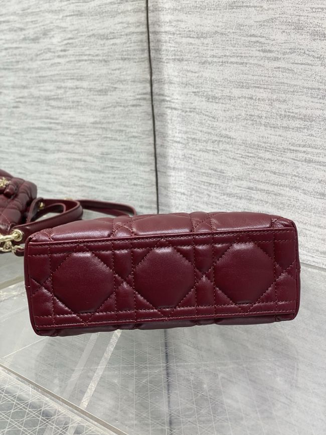 Dior Adiorable Top Handle Mini Bag Macrocannage Lambskin S1713OGY burgundy