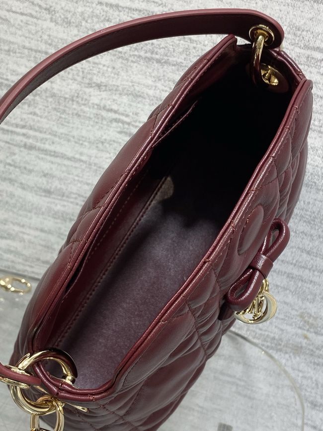 Dior Adiorable Top Handle Mini Bag Macrocannage Lambskin S1713OGY burgundy