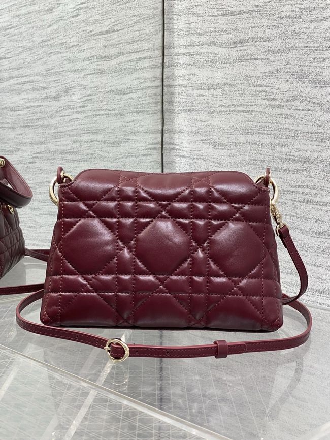 Dior Adiorable Top Handle Mini Bag Macrocannage Lambskin S1713OGY burgundy