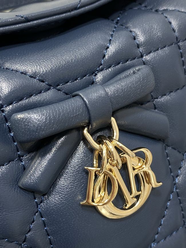 Dior Adiorable Top Handle Mini Bag Macrocannage Lambskin S1713OGY dark blue