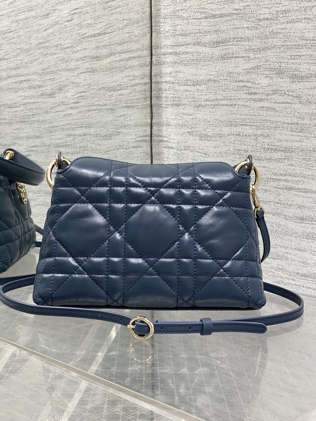 Dior Adiorable Top Handle Mini Bag Macrocannage Lambskin S1713OGY dark blue