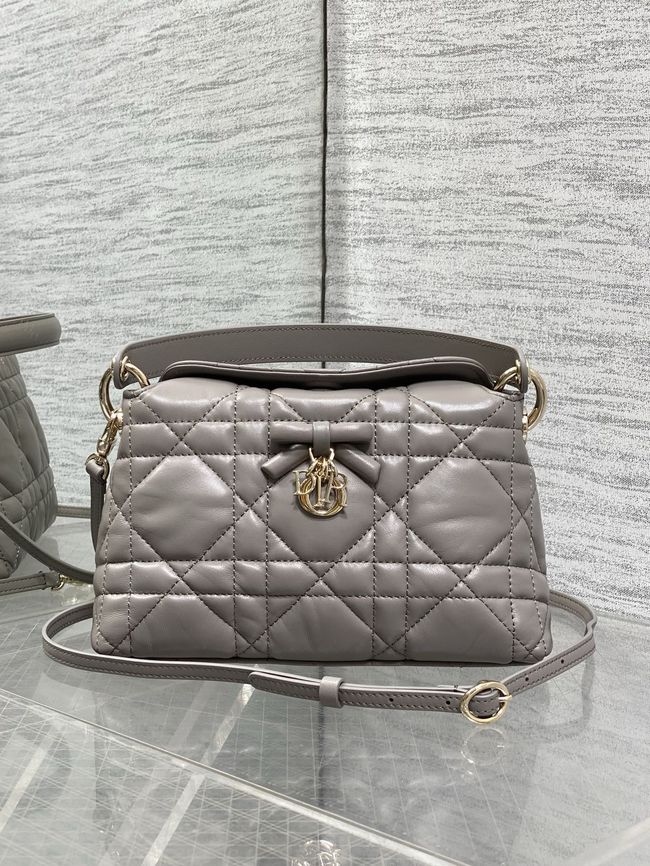 Dior Adiorable Top Handle Mini Bag Macrocannage Lambskin S1713OGY dark gray
