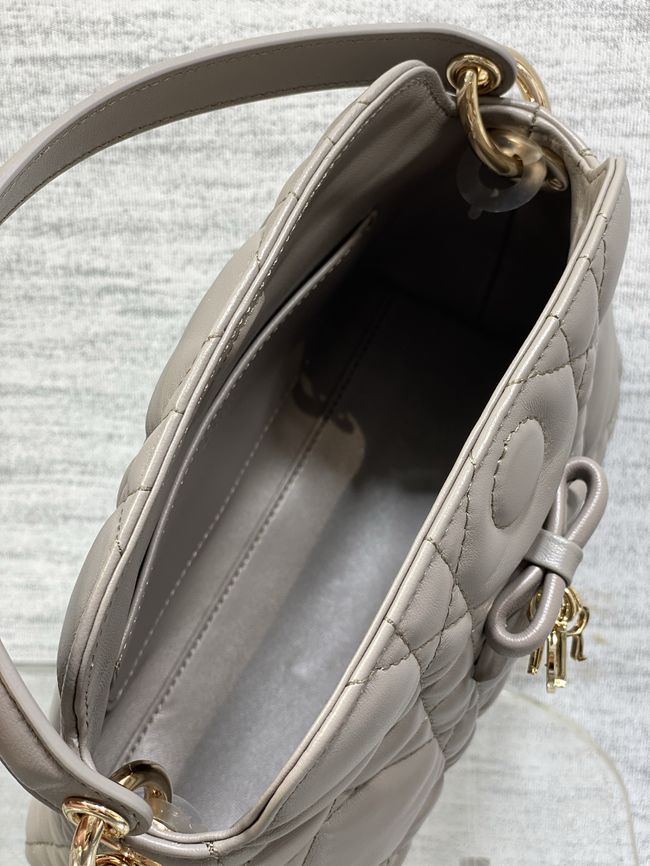 Dior Adiorable Top Handle Mini Bag Macrocannage Lambskin S1713OGY dark gray