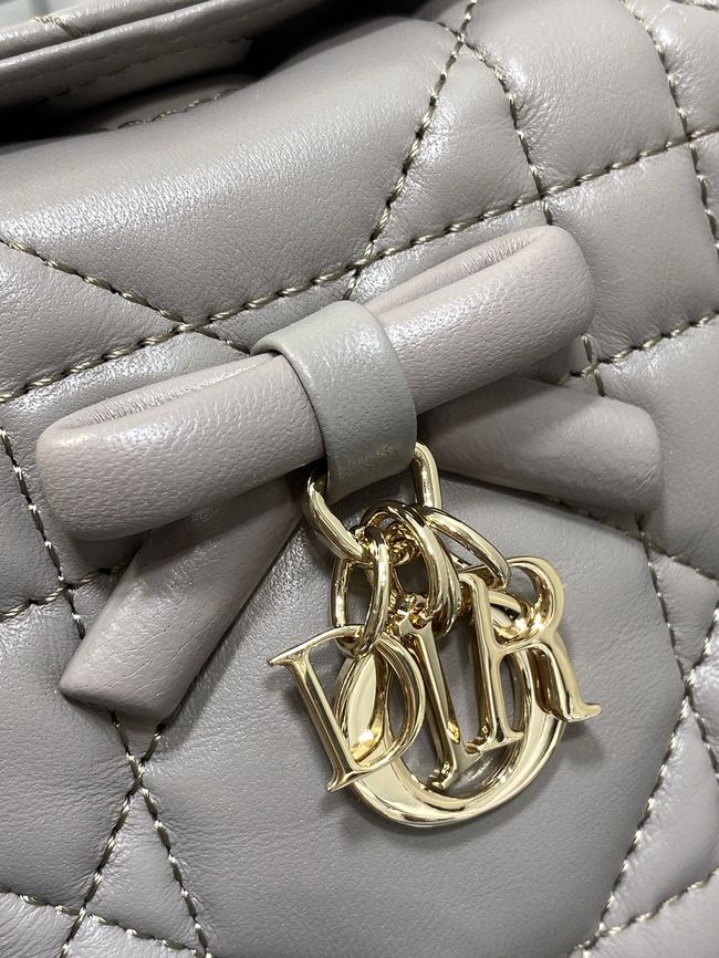 Dior Adiorable Top Handle Mini Bag Macrocannage Lambskin S1713OGY dark gray