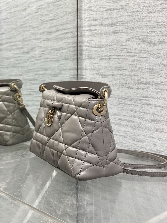 Dior Adiorable Top Handle Mini Bag Macrocannage Lambskin S1713OGY dark gray