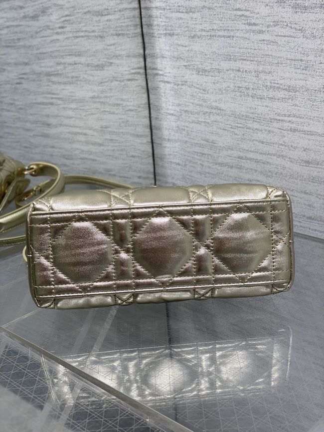 Dior Adiorable Top Handle Mini Bag Macrocannage Lambskin S1713OGY gold