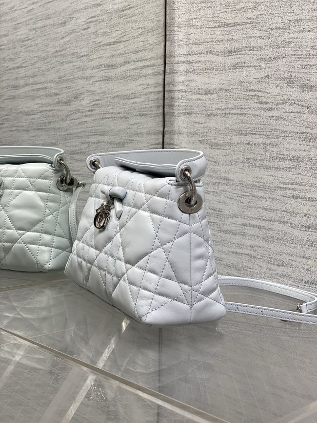 Dior Adiorable Top Handle Mini Bag Macrocannage Lambskin S1713OGY white