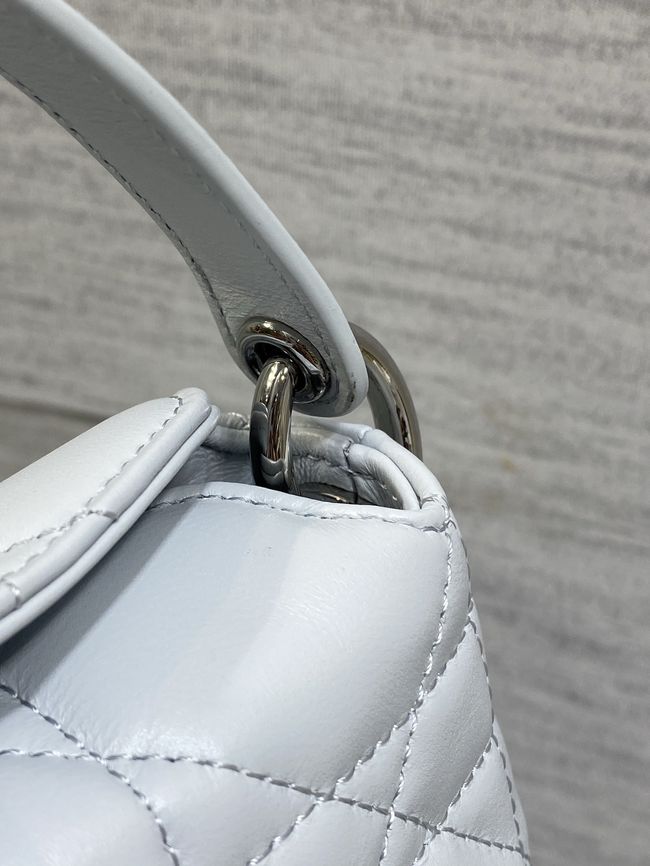 Dior Adiorable Top Handle Mini Bag Macrocannage Lambskin S1713OGY white