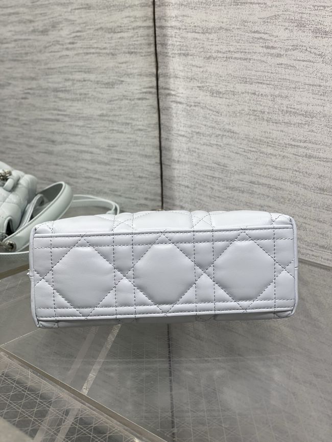 Dior Adiorable Top Handle Mini Bag Macrocannage Lambskin S1713OGY white