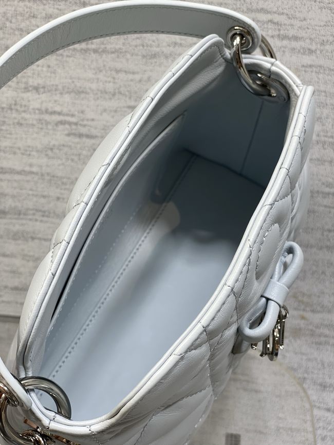 Dior Adiorable Top Handle Mini Bag Macrocannage Lambskin S1713OGY white