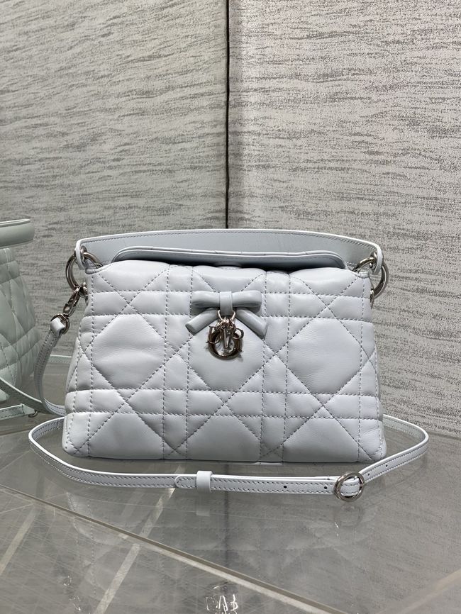 Dior Adiorable Top Handle Mini Bag Macrocannage Lambskin S1713OGY white