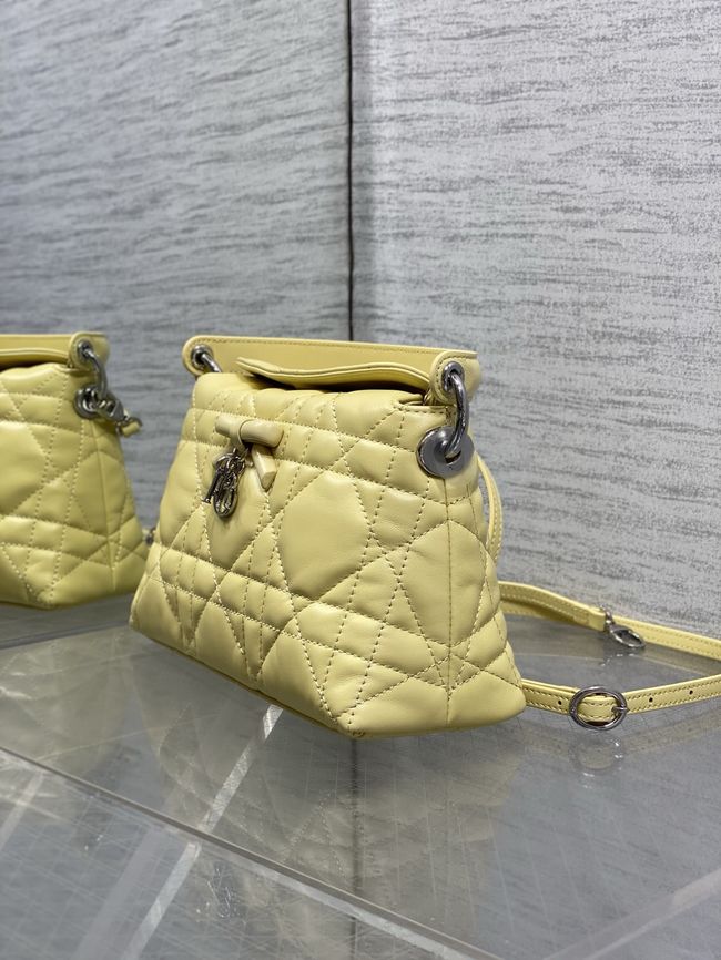 Dior Adiorable Top Handle Mini Bag Macrocannage Lambskin S1713OGY yellow