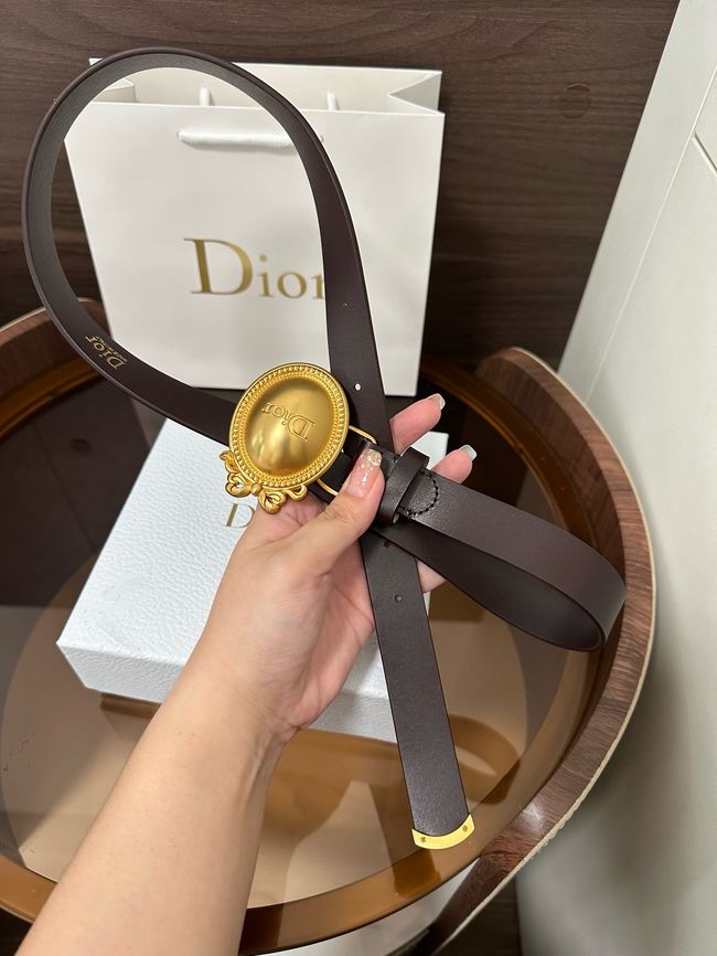 Dior Medaillon Belt Smooth Calfskin 25 MM B1022Q coffee