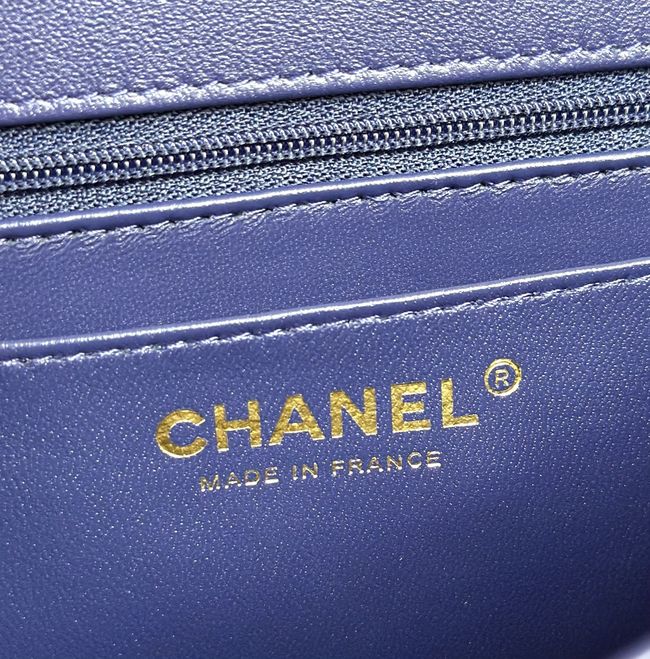Chanel MINI FLAP BAG Crocodile Embossed 1116 Dark blue&gold