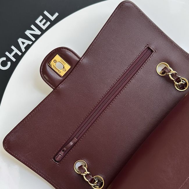Chanel Small Flap Bag Crocodile Embossed Calfskin 1112 Dark Burgundy