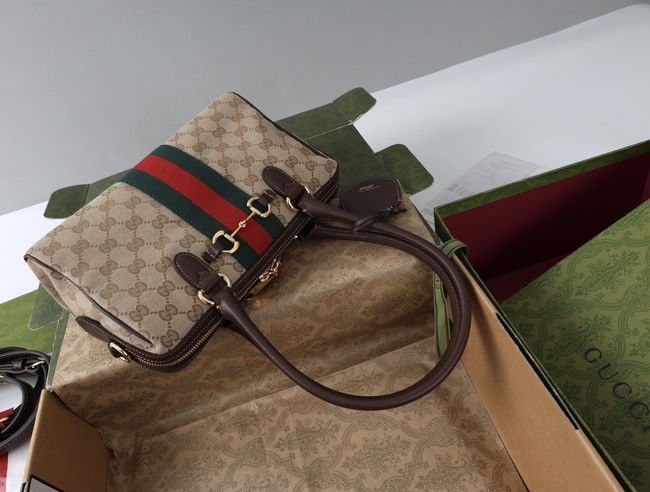 Gucci Borsetto medium boston bag canvas 866732 brown