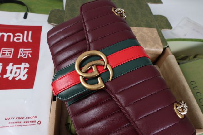 Gucci Jetset GG Marmont medium shoulder bag A005XW  burgundy