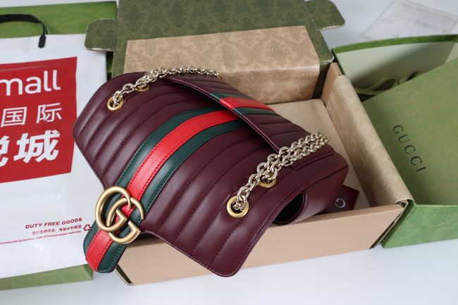 Gucci Jetset GG Marmont medium shoulder bag A005XW  burgundy